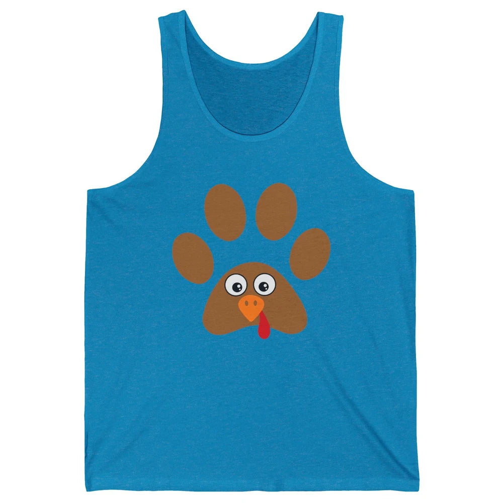 Turkey Pawprint Dog Paw Thanksgiving Cute Puppy Turkey Day Unisex Jersey Tank