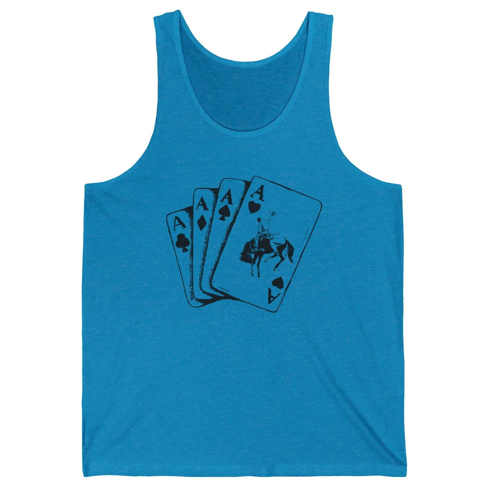 Punchy Cowboy Hold Your Horses Cards Western Country Rodeo Unisex Jersey Tank