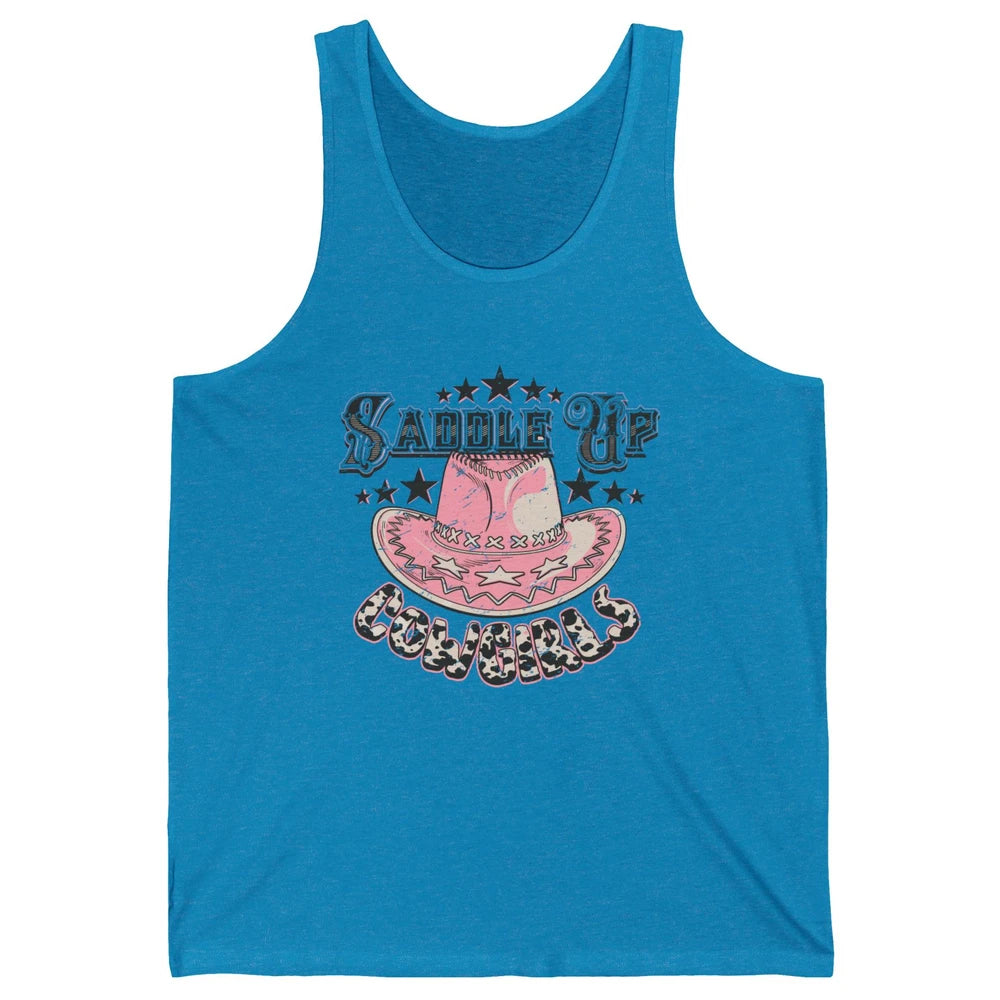 Cowgirl Hat Cow Print Saddle Up Cowgirl Western Country Gift Unisex Jersey Tank