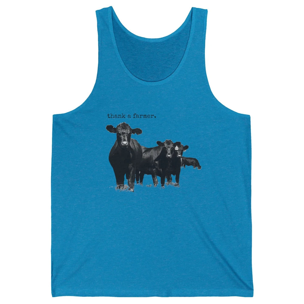 Funny Cow Gang Thank A Farmer Farm Animals Cattles Western Unisex Jersey Tank