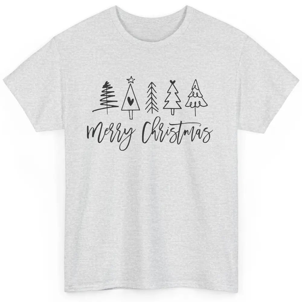 Merry Christmas Tree Heart Doodle Drawing Christmas Costume Classic Unisex T-Shirt