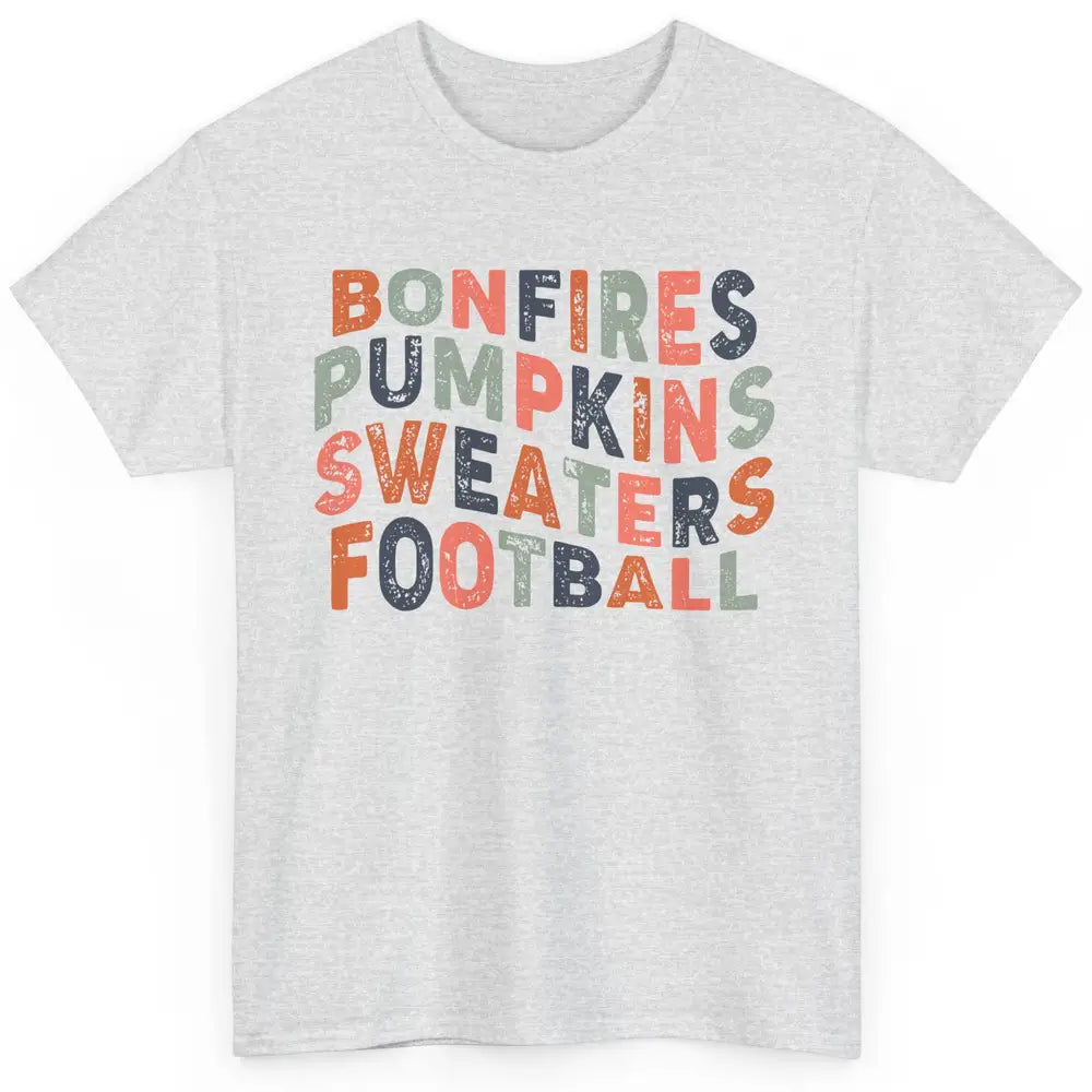 Retro Fall Bonfires Pumpkins Swaeaters Football Thanksgiving Classic Unisex T-Shirt