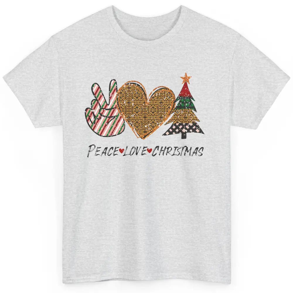 Peace Love Christmas Leopard Merry Christmas Vintage Retro Classic Unisex T-Shirt