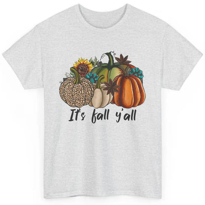 Leopard Pumpkin It's Fall Yall Fall Leaves Western Autumn Classic Unisex T-Shirt