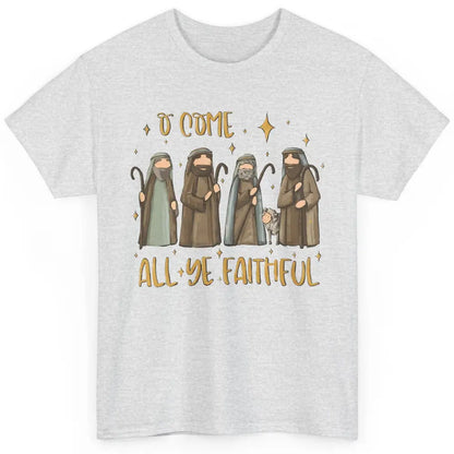Retro Christmas O Come All Ye Faithful Christian Jesus Faith Classic Unisex T-Shirt