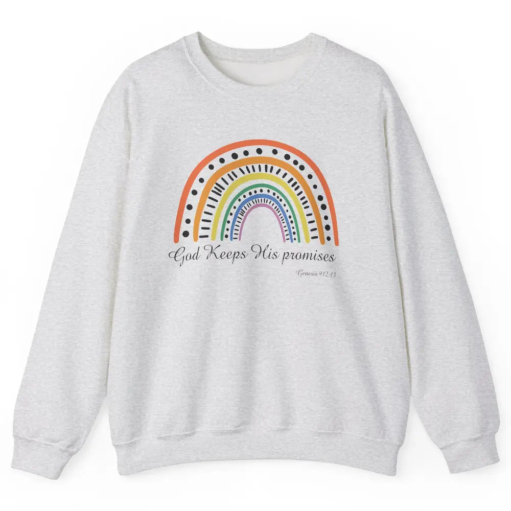 Retro Rainbow God Keeps His Promises Christian Religious Unisex Crewneck Sweatshirt