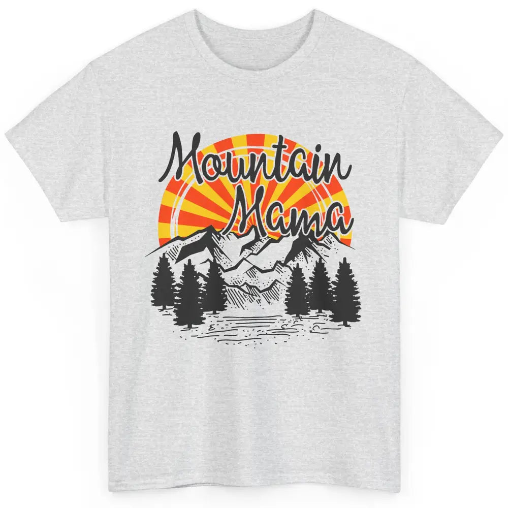 Retro Rainbow Sunset Mountain Mama Hiking Mom Climbing Classic Unisex T-Shirt