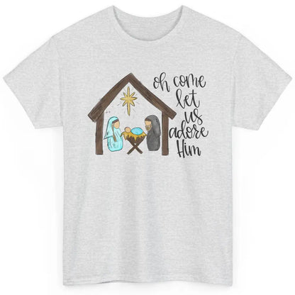 Retro Christmas Church Oh Come Let Us Adore Him Hand Drawing Classic Unisex T-Shirt