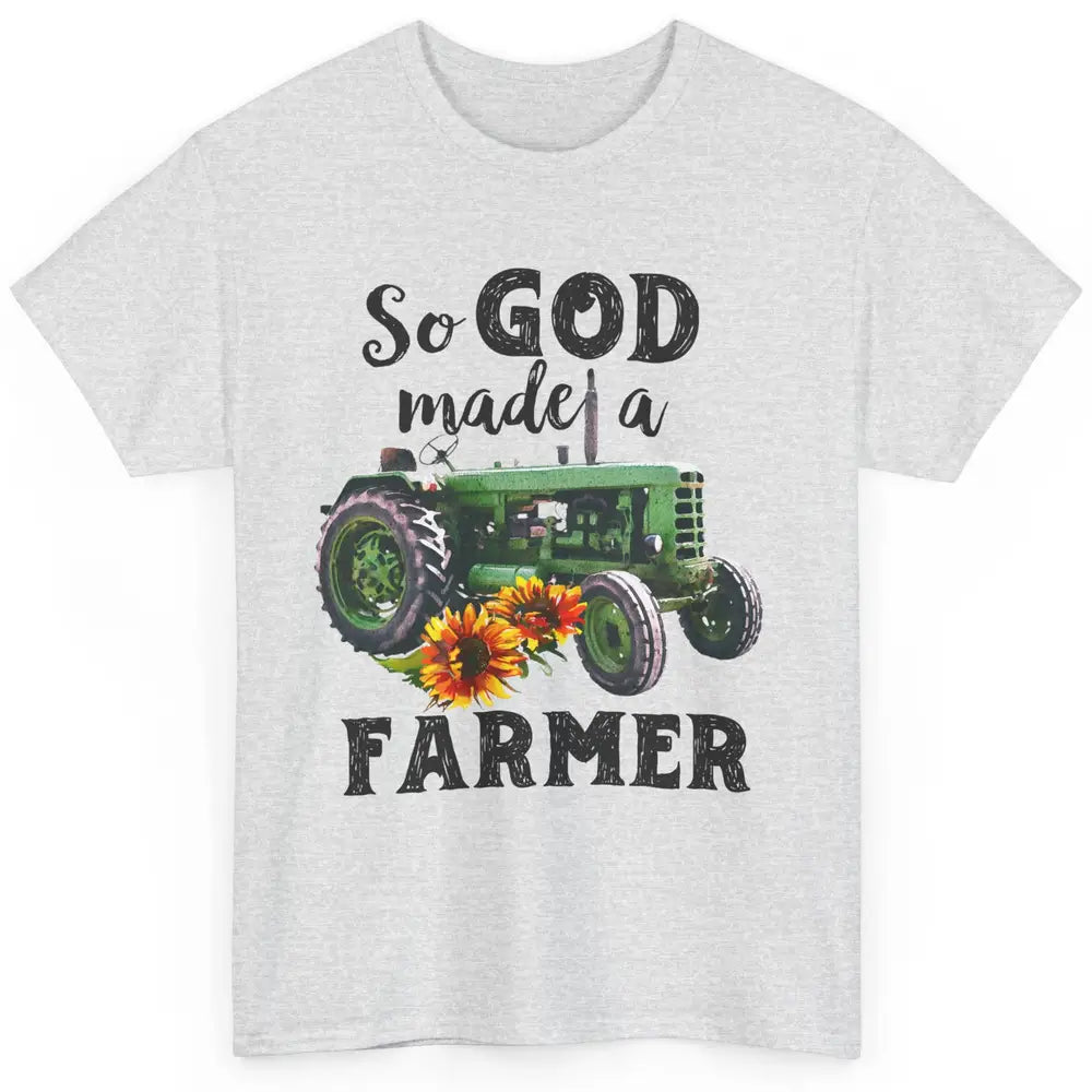 Vintage Retro Tractor God Made A Farmer Proud Farmer Farming Classic Unisex T-Shirt