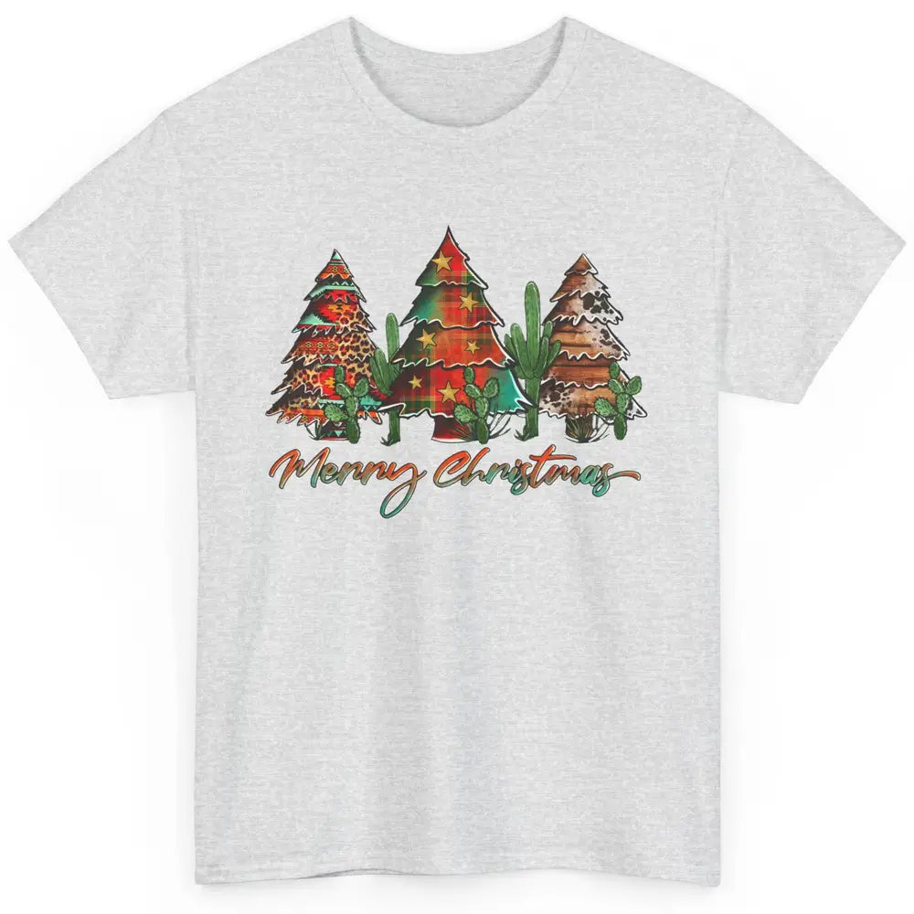 Merry Christmas Tree Western Christmas Desert Cactus Leopard Classic Unisex T-Shirt