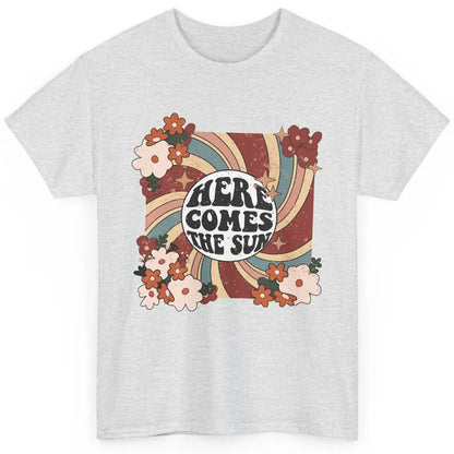 Retro Rainbow Sunrise Here Come The Sun Hippie Inspirational Classic Unisex T-Shirt