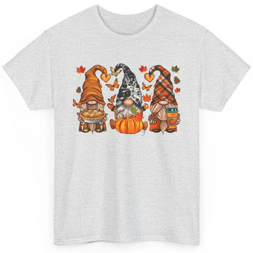 Retro Fall Gnomies Pumpkin Falling Leaves Thanksgiving Gnome Classic Unisex T-Shirt
