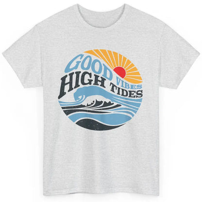 Retro Rainbow Sunrise Good Vibes High Tides Positive Vibes Classic Unisex T-Shirt