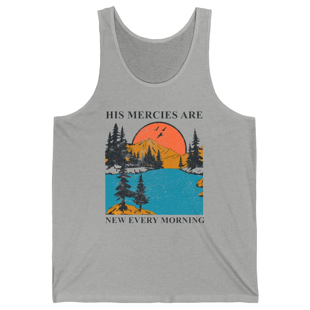Retro Mountain His Mercies Are New Every Morning Christian Unisex Jersey Tank