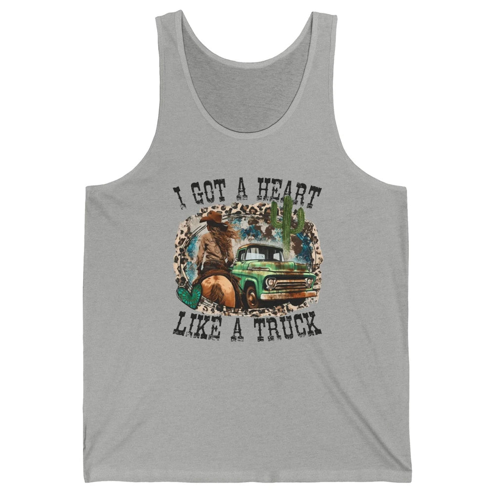 Leopard Cowgirl I Got A Heart Like A Truck Western Country Unisex Jersey Tank