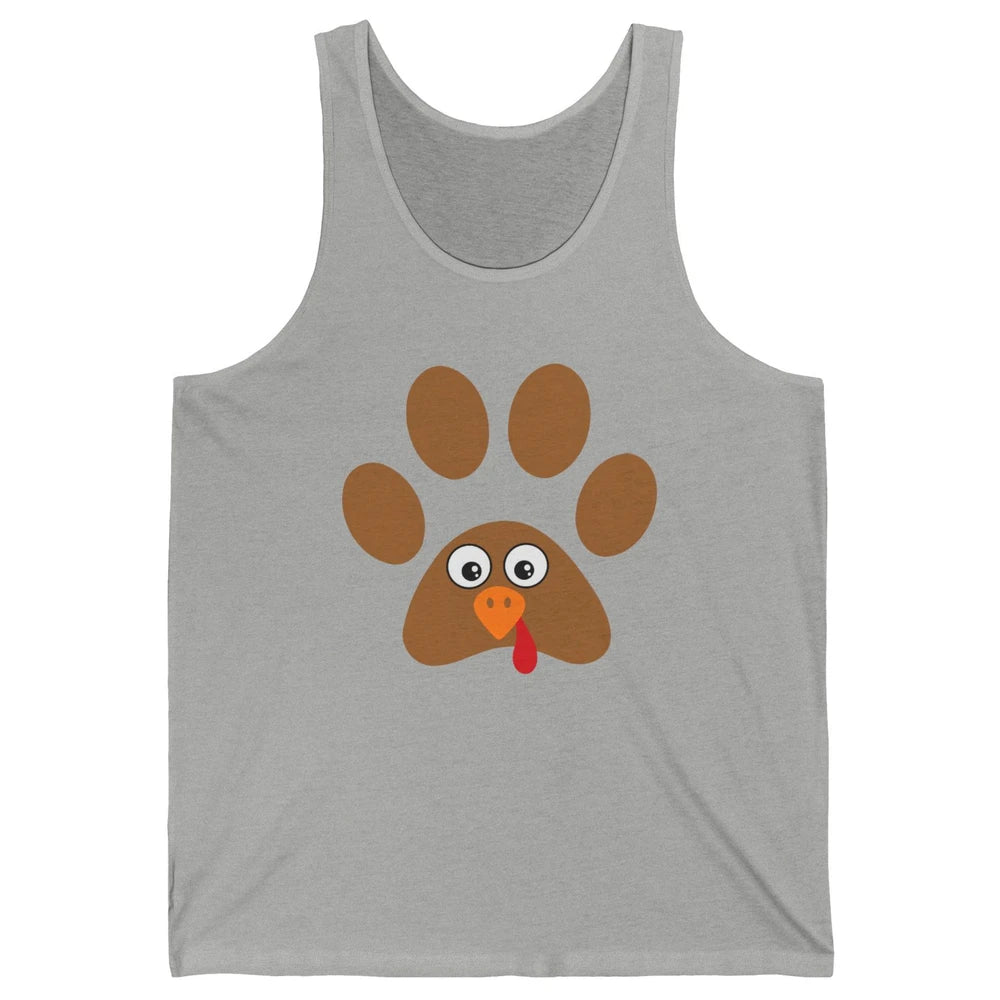 Turkey Pawprint Dog Paw Thanksgiving Cute Puppy Turkey Day Unisex Jersey Tank