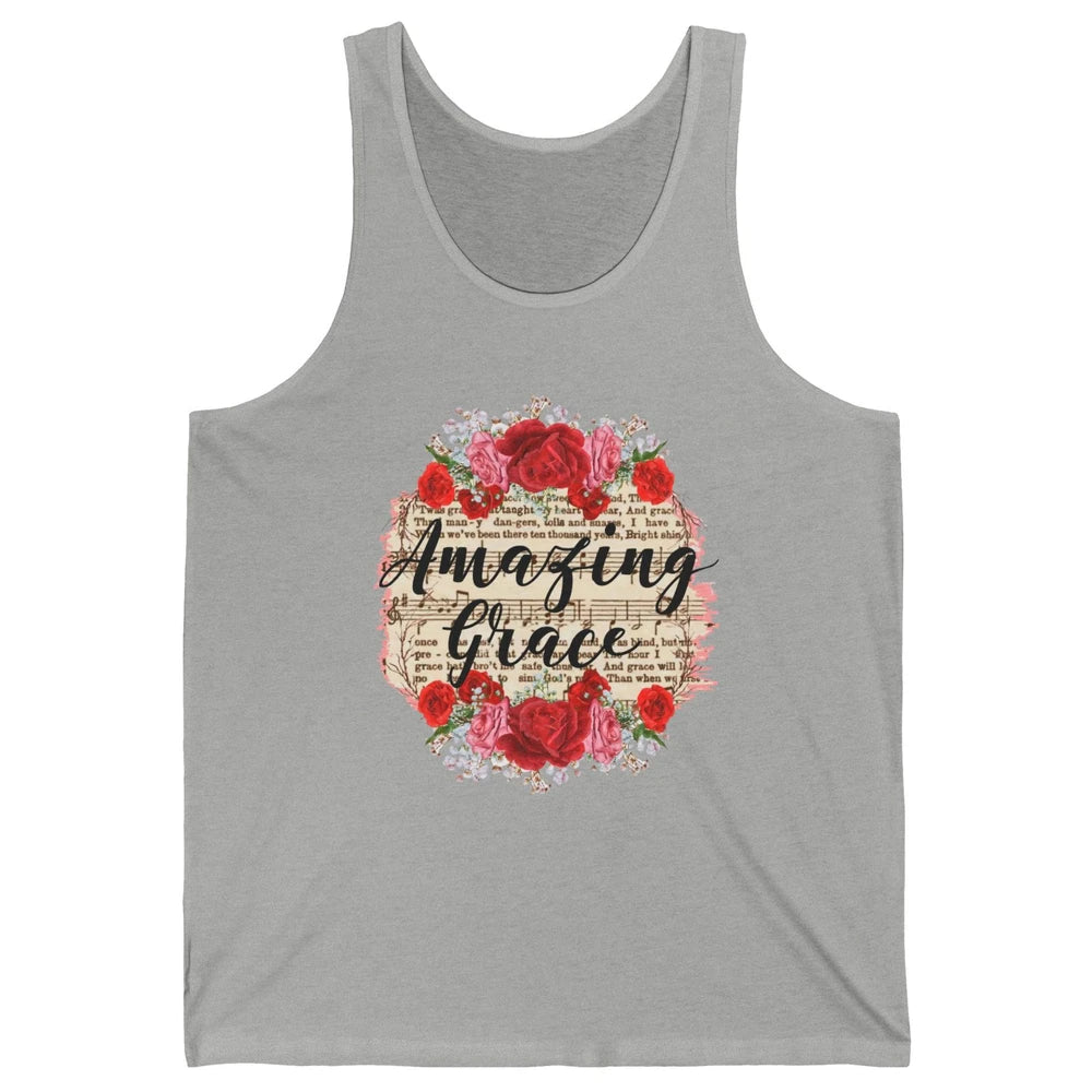 Floral Amazing Grace Jesus Lovers Christian Religious Gift Unisex Jersey Tank