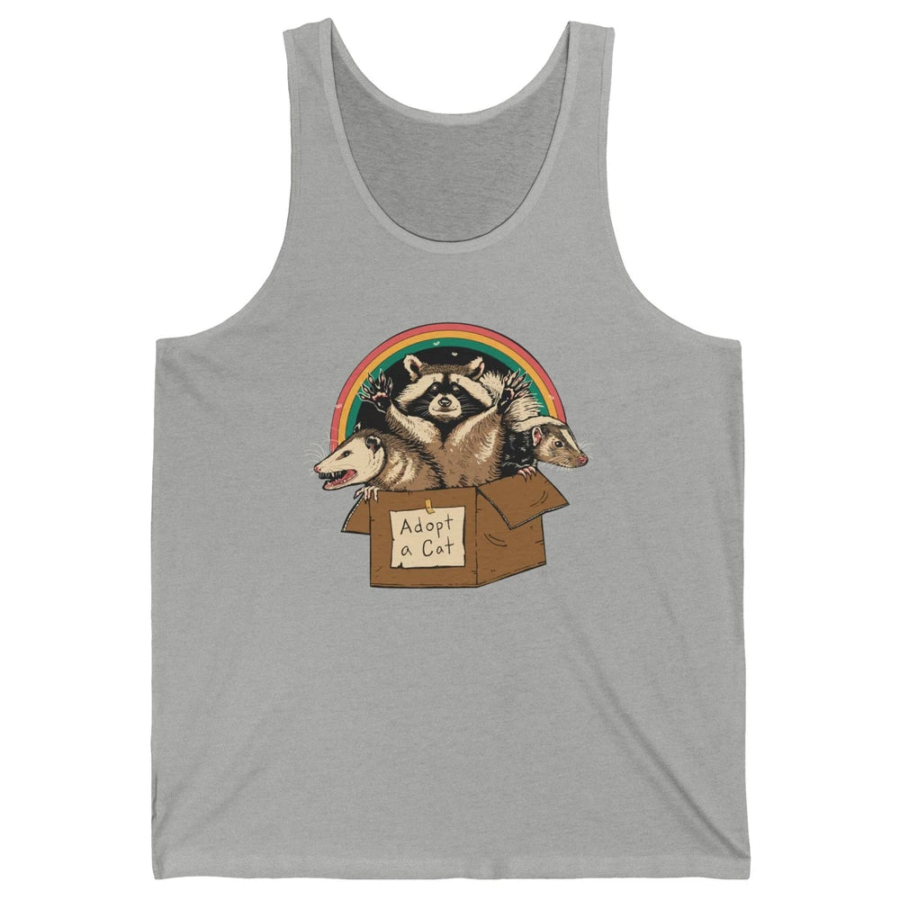 Adopt Forbidden Cats In Box Raccoon Skunks Possum Cat Lovers Unisex Jersey Tank