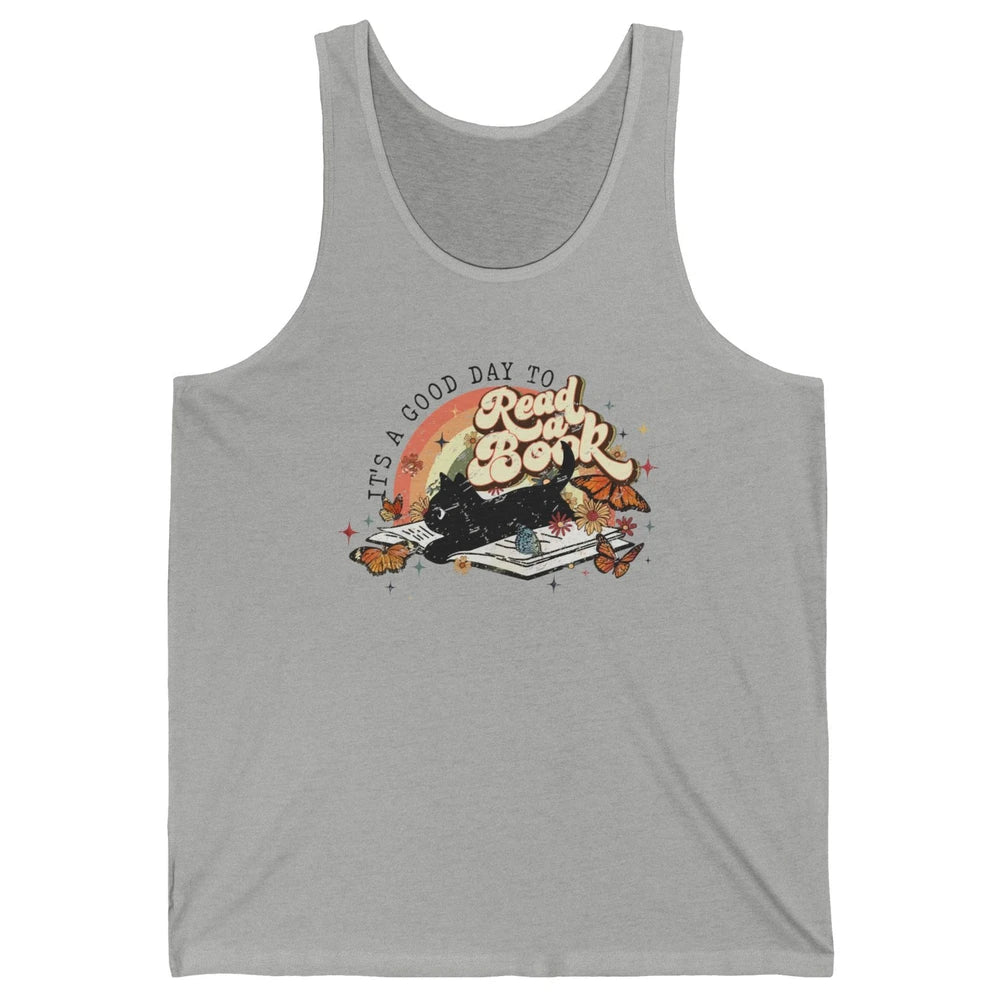 Retro Vintage Black Cat Its A Good Day To Read A Book Reader Unisex Jersey Tank