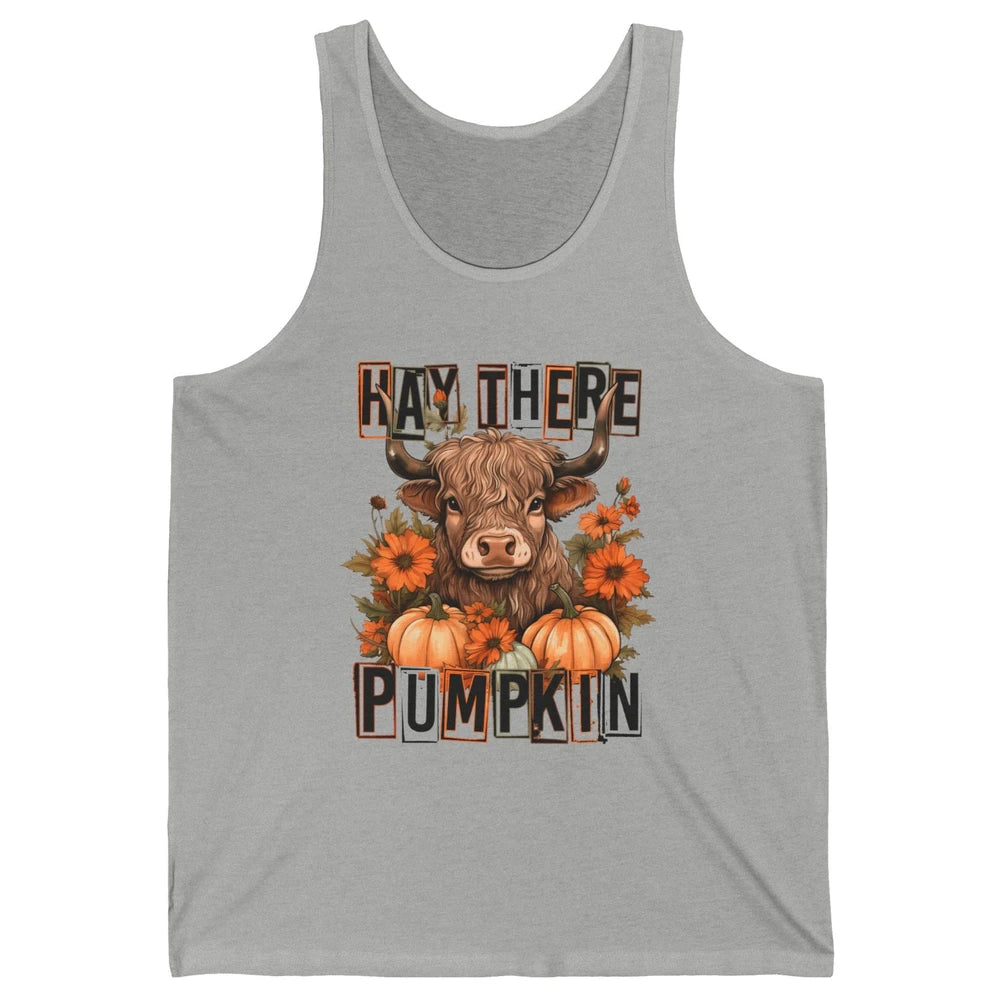 Hay Fall Highland Cow Pumpkin Western Country Farm Autumn Unisex Jersey Tank