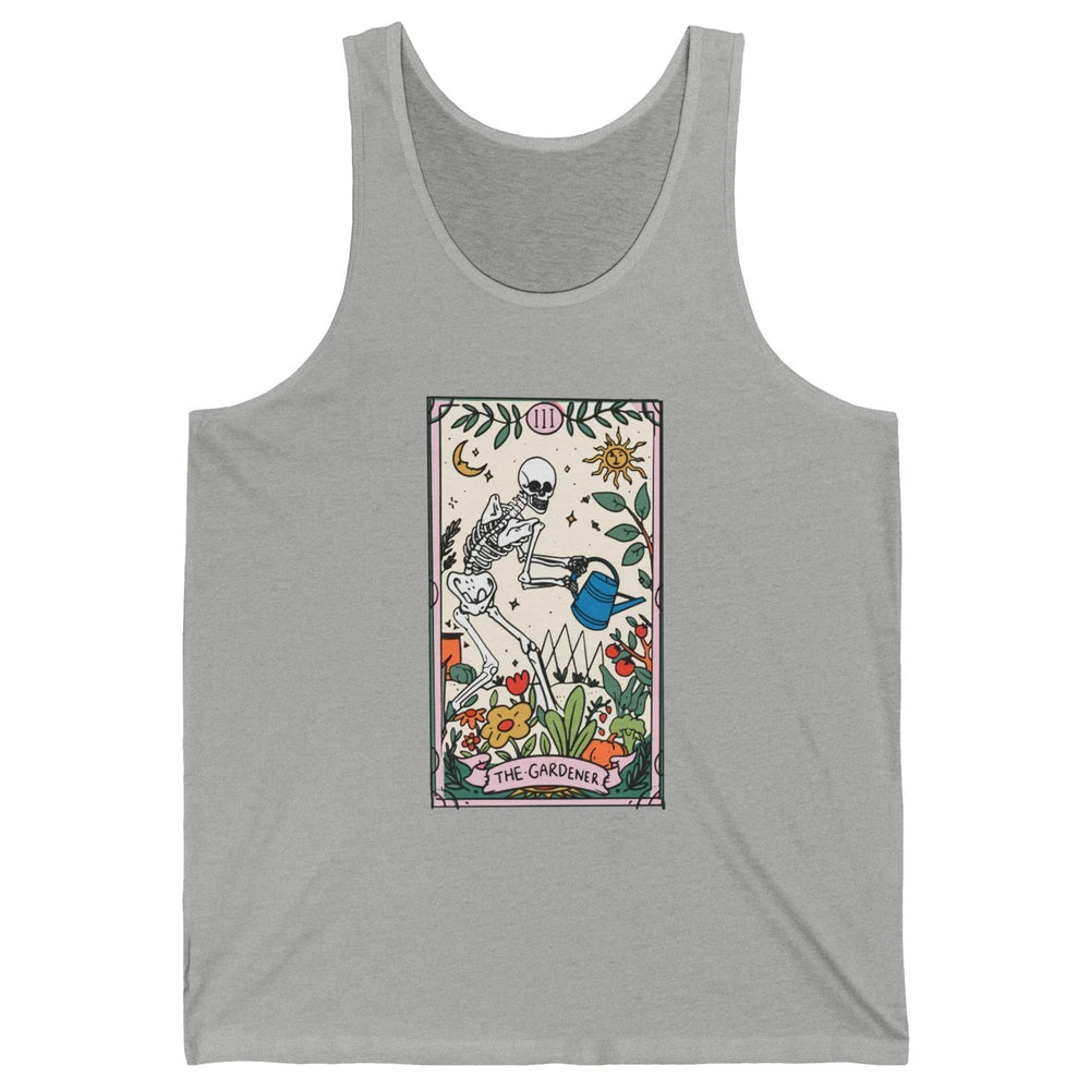 Gardening Because Murder Is Wrong Tarot Skeleton Gardener Unisex Jersey Tank