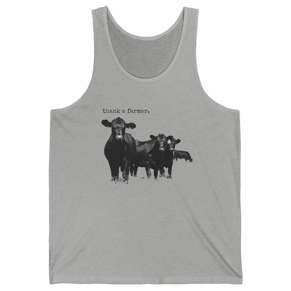 Funny Cow Gang Thank A Farmer Farm Animals Cattles Western Unisex Jersey Tank