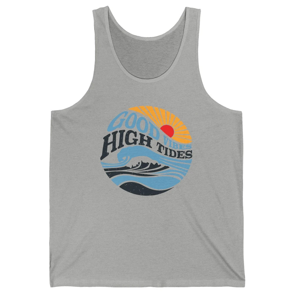 Retro Rainbow Sunrise Good Vibes High Tides Positive Vibes Unisex Jersey Tank