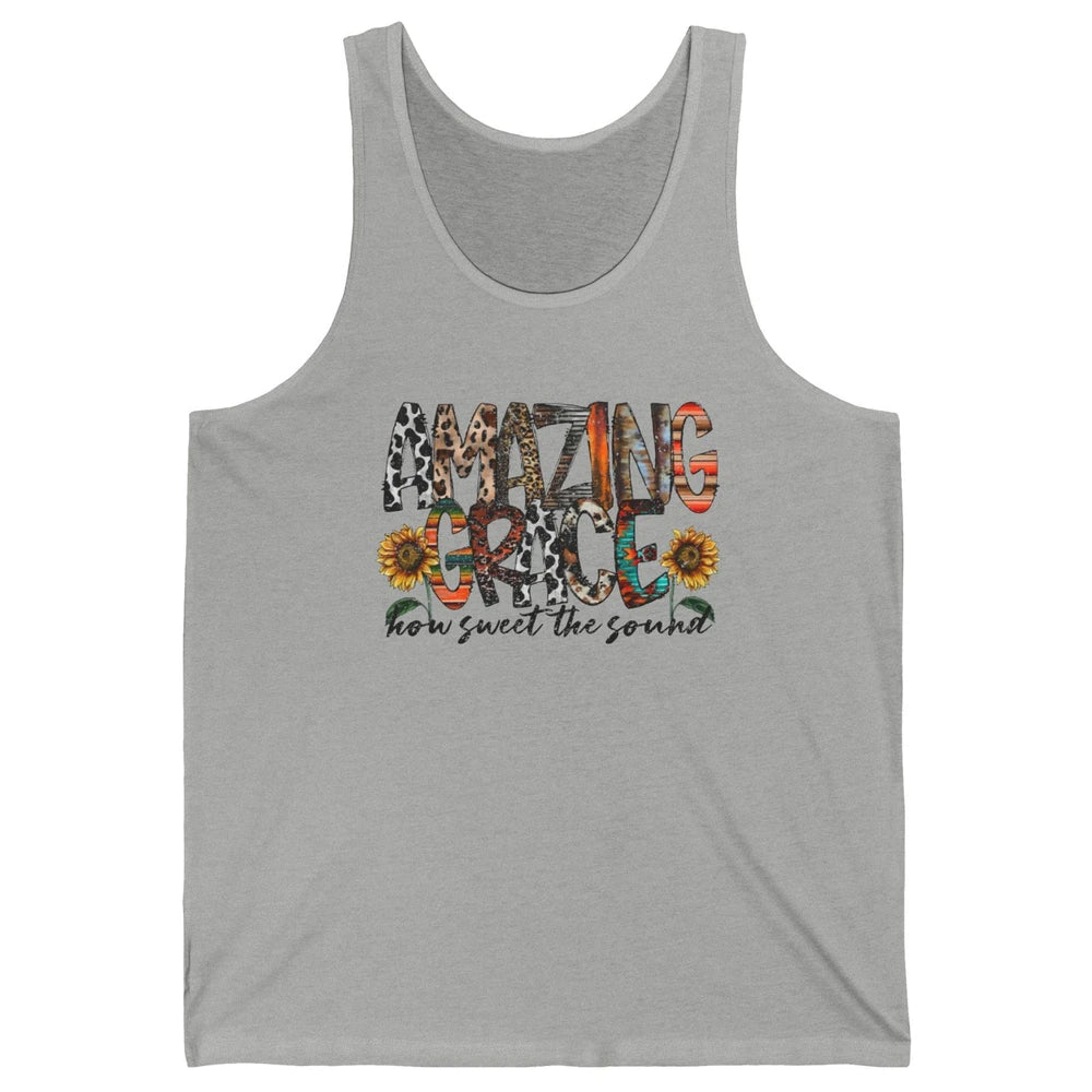 Leopard Amazing Grace How Sweet The Sound Christian Western Unisex Jersey Tank