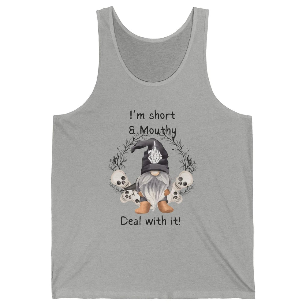 Retro Black Gnome Halloween I'm Short And Mouthy Gnome Skull Unisex Jersey Tank