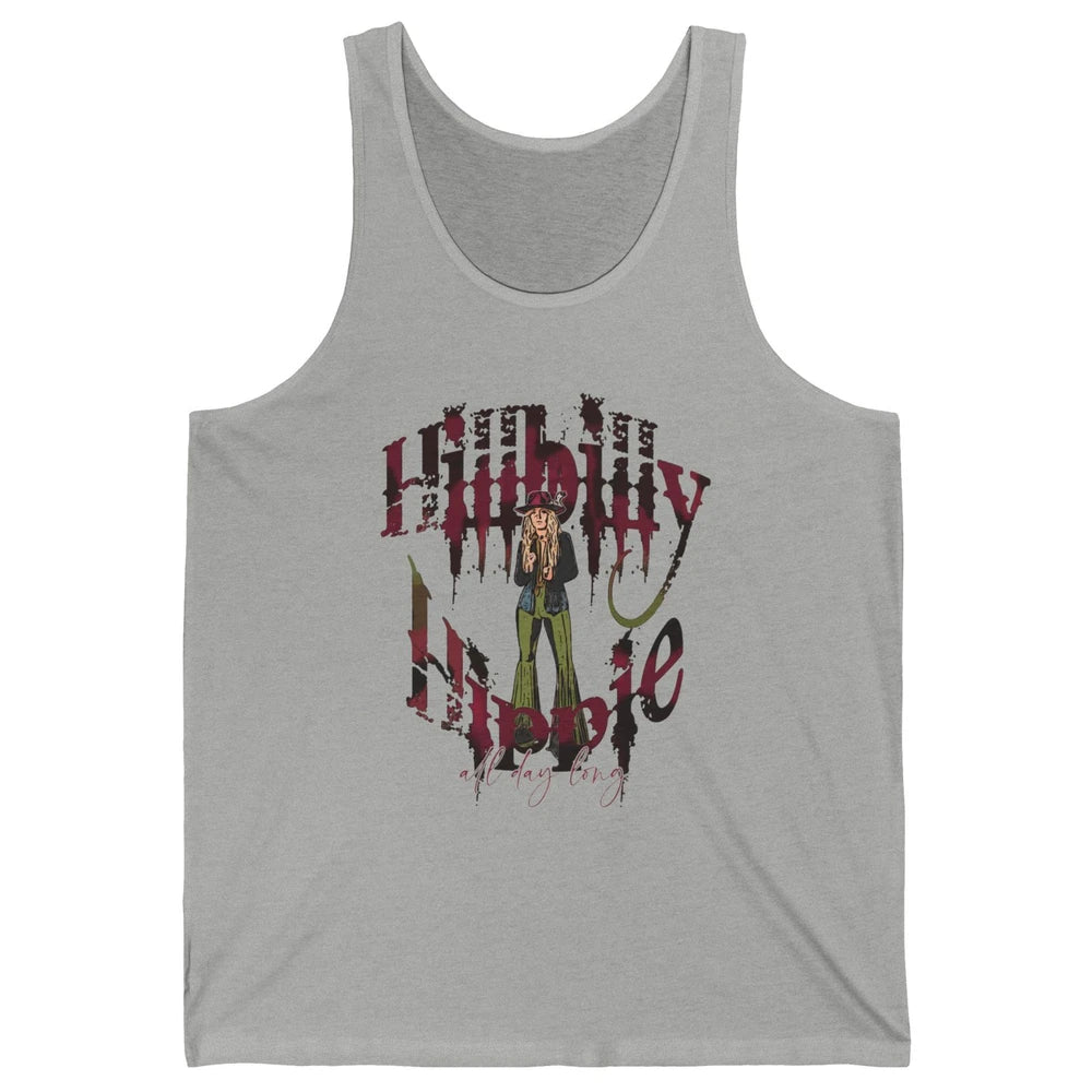 Retro Cowgirl Hillbilly Hippie All Day Long Western Country Unisex Jersey Tank