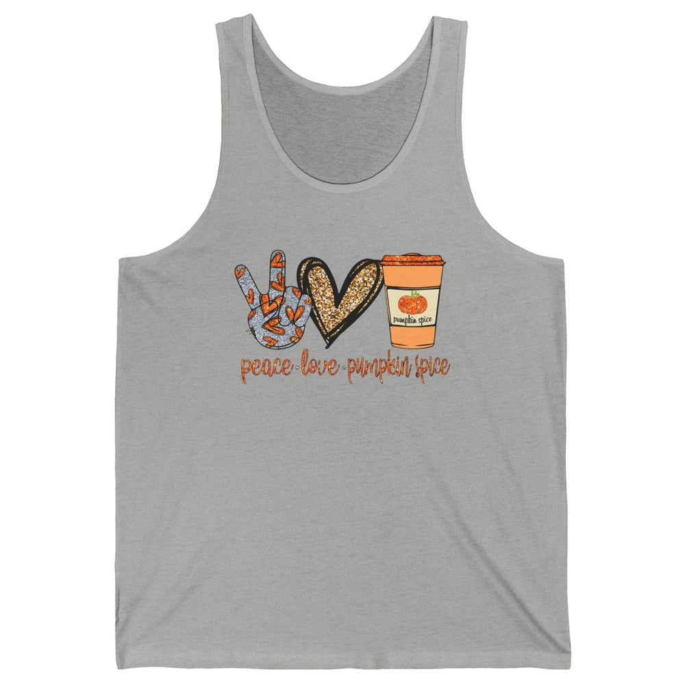 Peace Love Fall Pumpkin Spice Fall Halloween Thanksgiving Unisex Jersey Tank