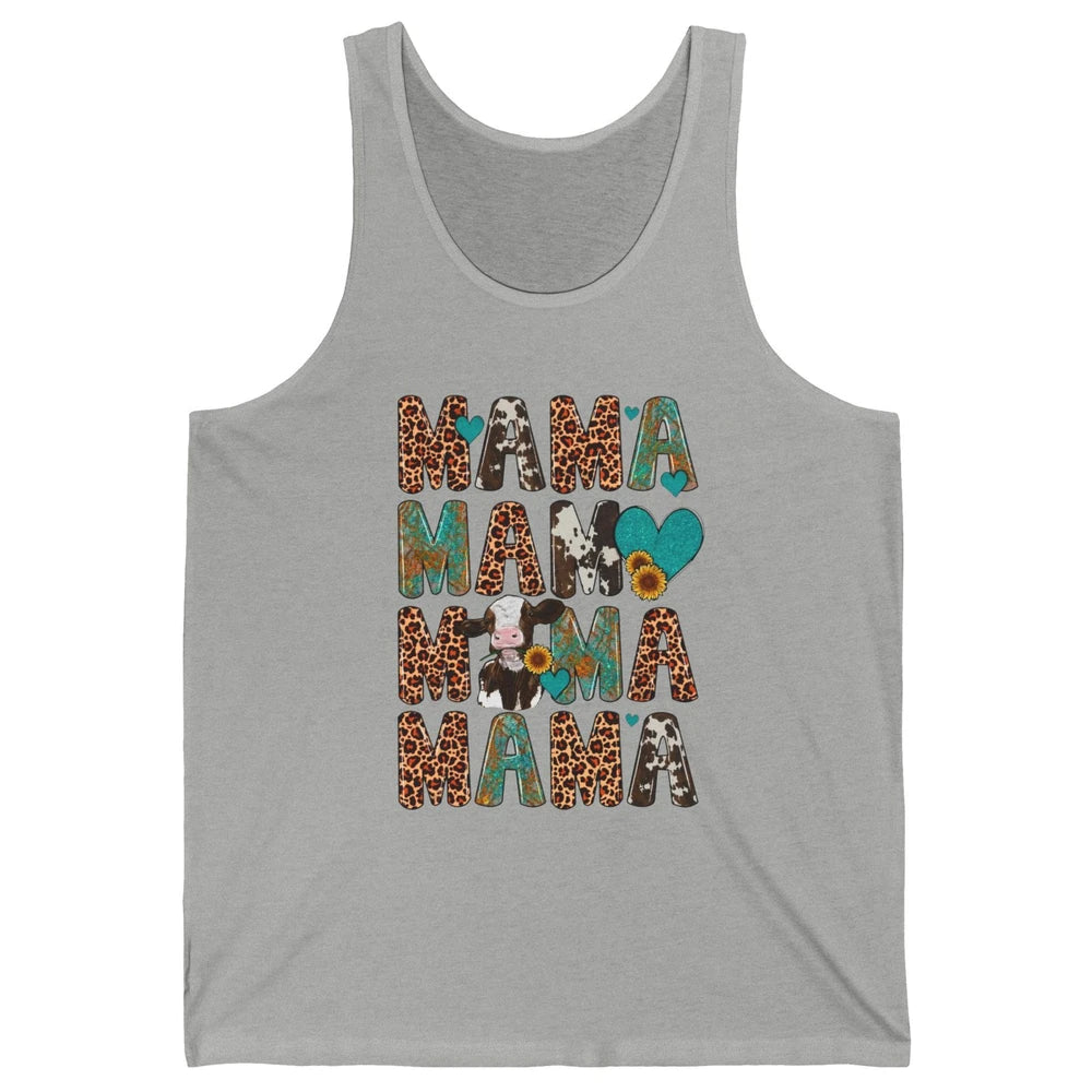 Leopard Sunflower Heifer Cow Mama Western Country Cattle Mom Unisex Jersey Tank