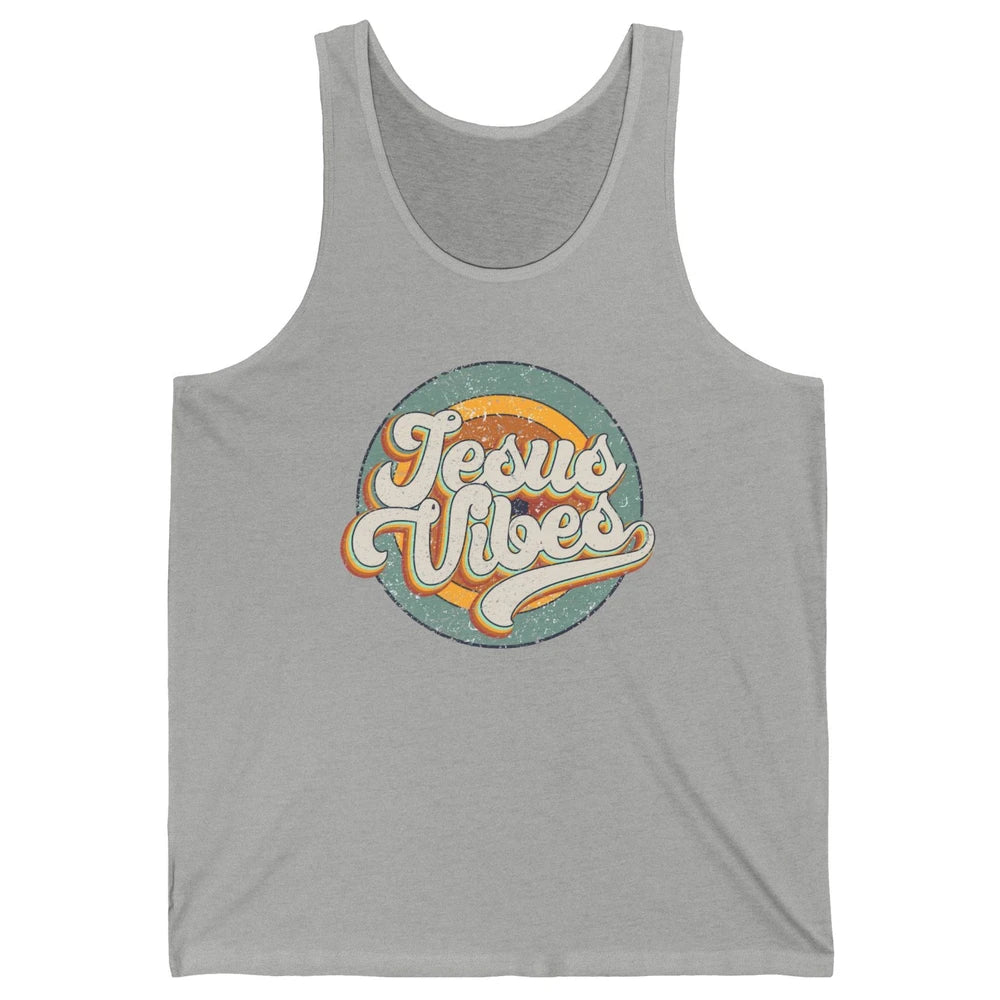 Retro Rainbow Jesus Vibes Bible Verse Christian Religious Unisex Jersey Tank