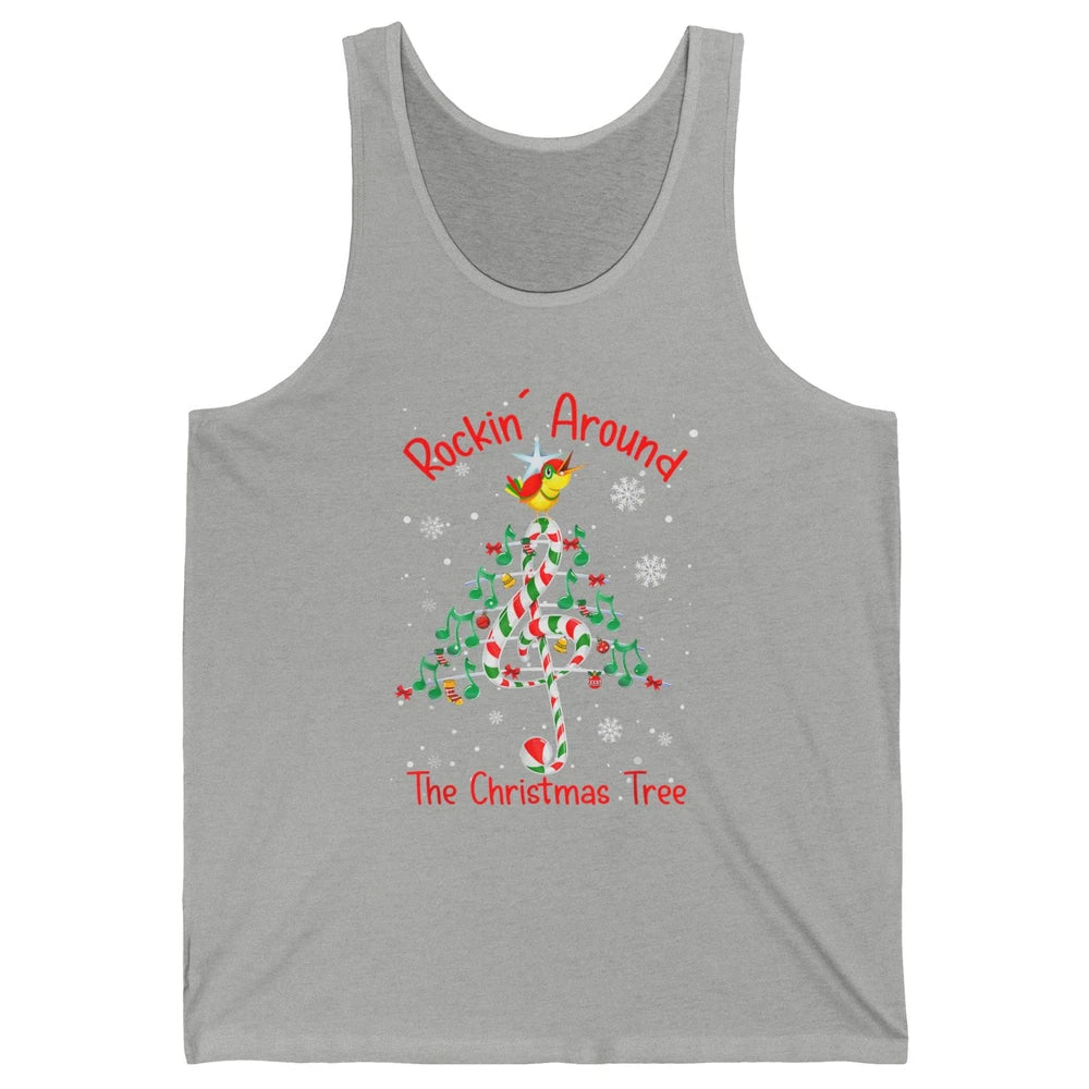 Rockin' Around The Christmas Tree Xmas Music Note Snow Retro Unisex Jersey Tank