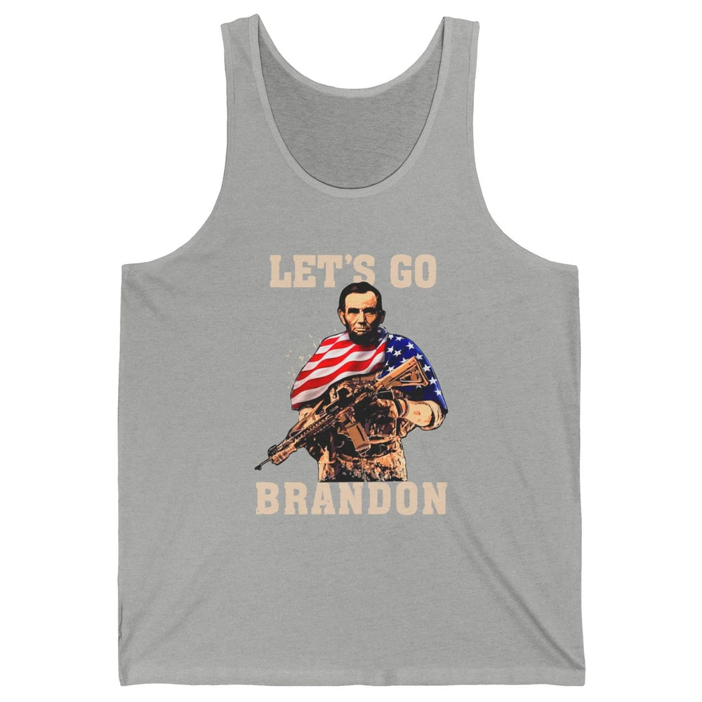 Abraham Lincoln US Flag Lets Go Brandon Conservative Liberal Unisex Jersey Tank