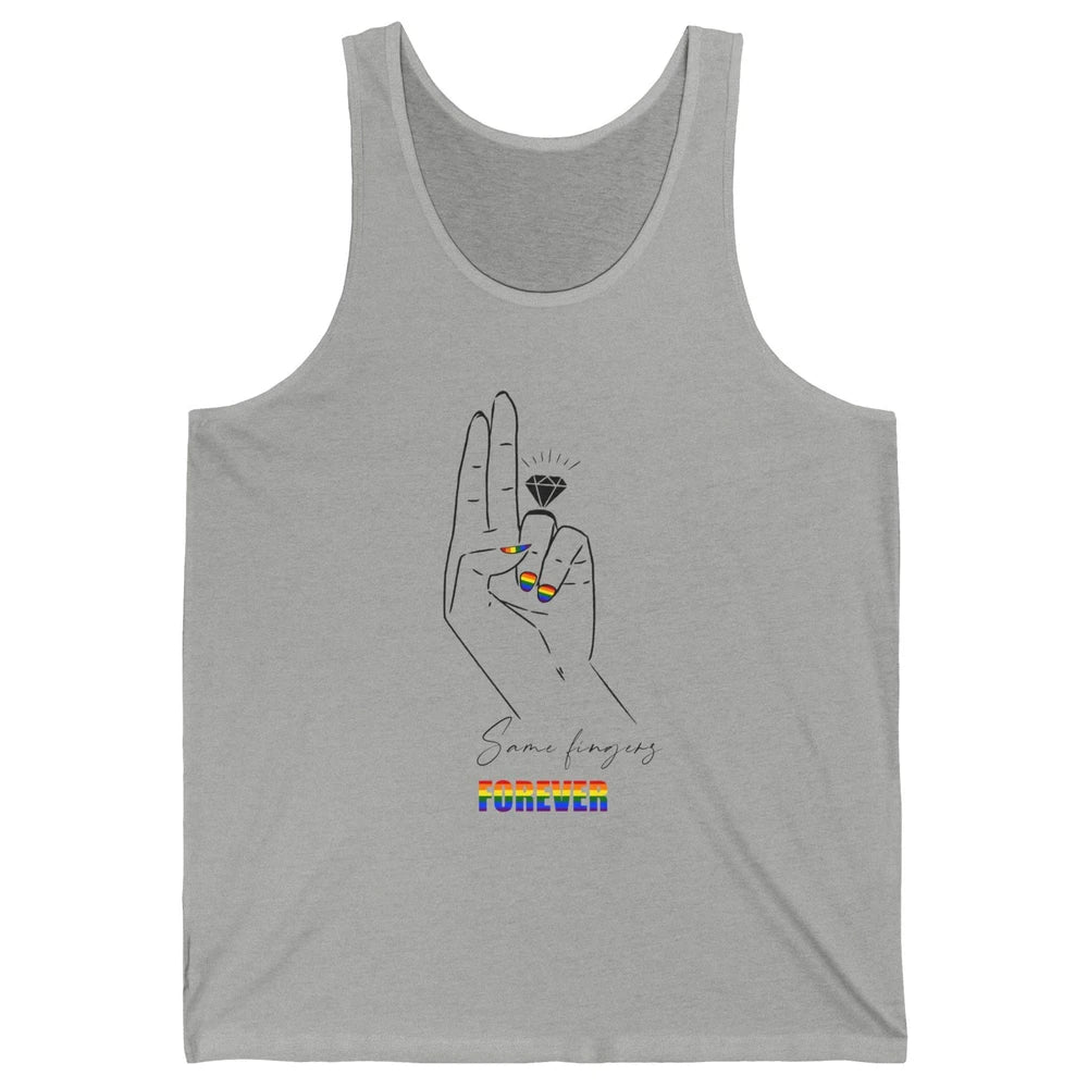 Same Fingers Forever Bride LGBT Engaged Gay Bachelorette Unisex Jersey Tank