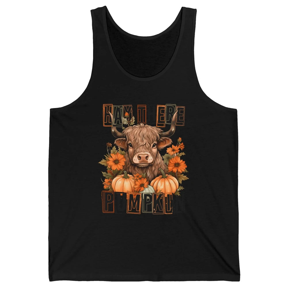 Hay Fall Highland Cow Pumpkin Western Country Farm Autumn Unisex Jersey Tank