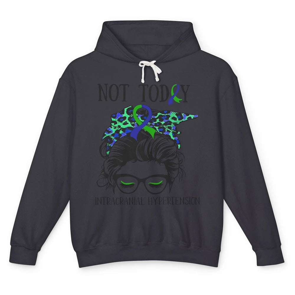 Not Today Intracranial Hypertension Leopard Messy Bun Mom Unisex Lightweight Hoodie
