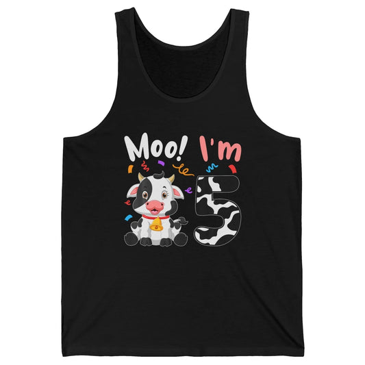 5th Birthday Moo Im 5 Cow Farm Animal Barnyard Family Party Unisex Jersey Tank