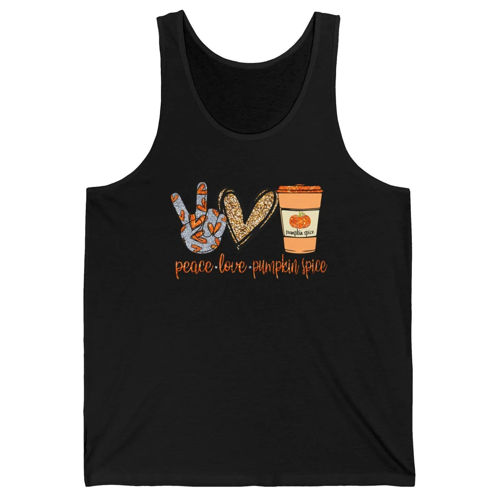 Peace Love Fall Pumpkin Spice Fall Halloween Thanksgiving Unisex Jersey Tank