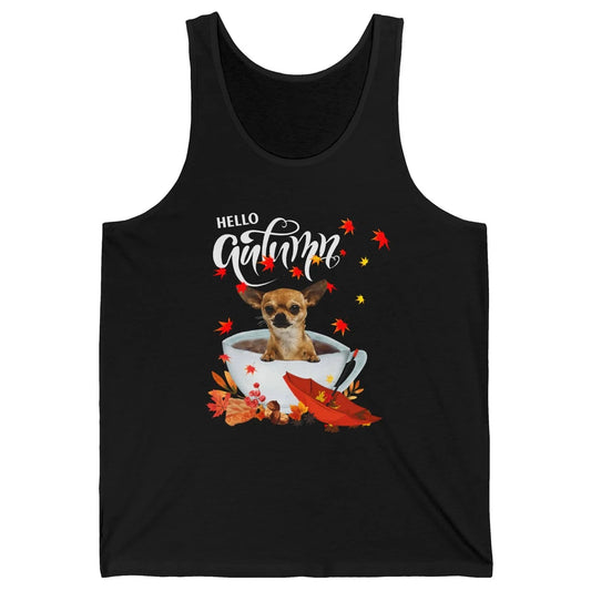 Chihuahua Autumn Dog And Coffee Fall Thanksgiving Chihuahua Unisex Jersey Tank