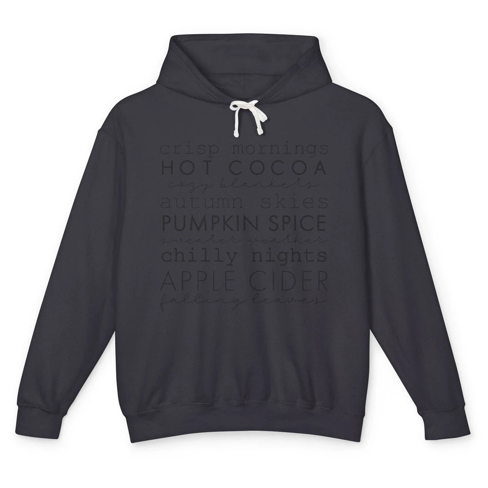Fall Gift Sweater Weather Apple Cider Falling Leaves Autumn Unisex Lightweight Hoodie