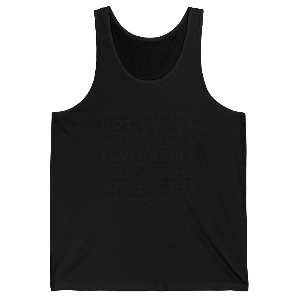 Fall Gift Sweater Weather Apple Cider Falling Leaves Autumn Unisex Jersey Tank