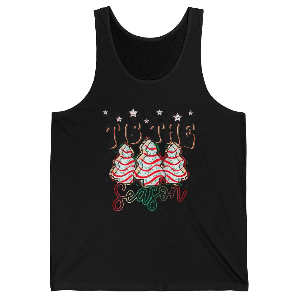 Funny Christmas Tree Cake Tis The Season Debbie Western Xmas Unisex Jersey Tank