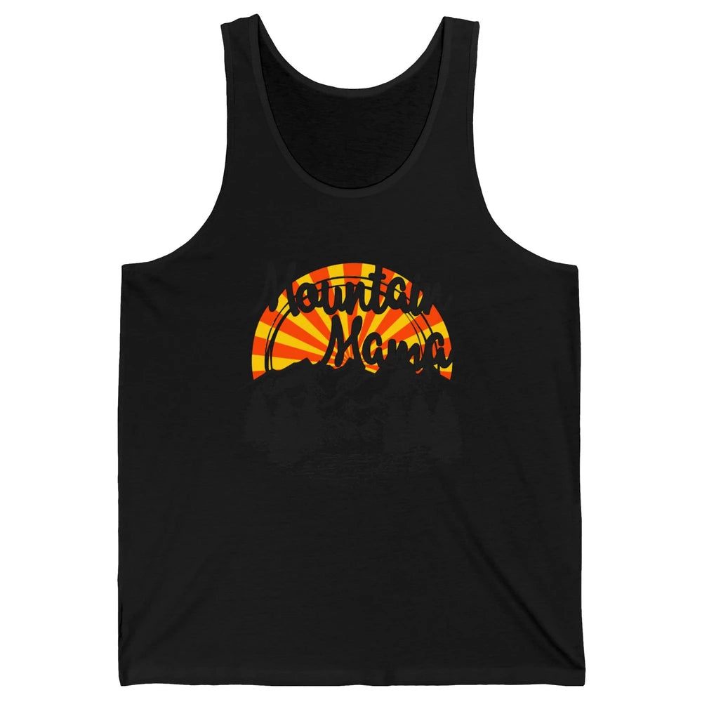 Retro Rainbow Sunset Mountain Mama Hiking Mom Climbing Unisex Jersey Tank
