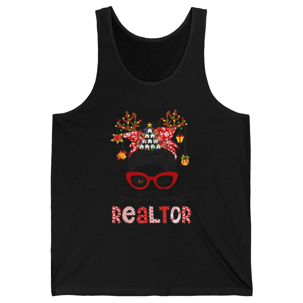 Merry Christmas Xmas Santa Messy Hair Realtor Real Estate Unisex Jersey Tank
