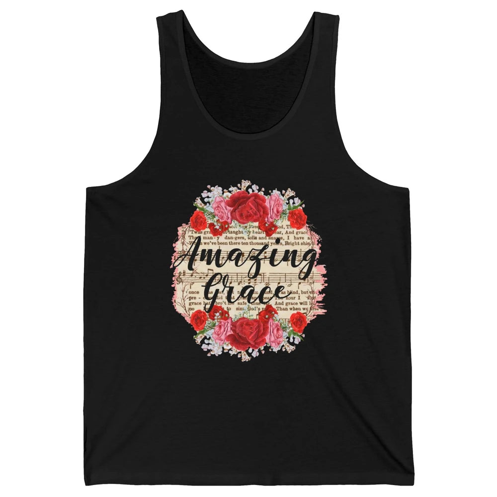 Floral Amazing Grace Jesus Lovers Christian Religious Gift Unisex Jersey Tank
