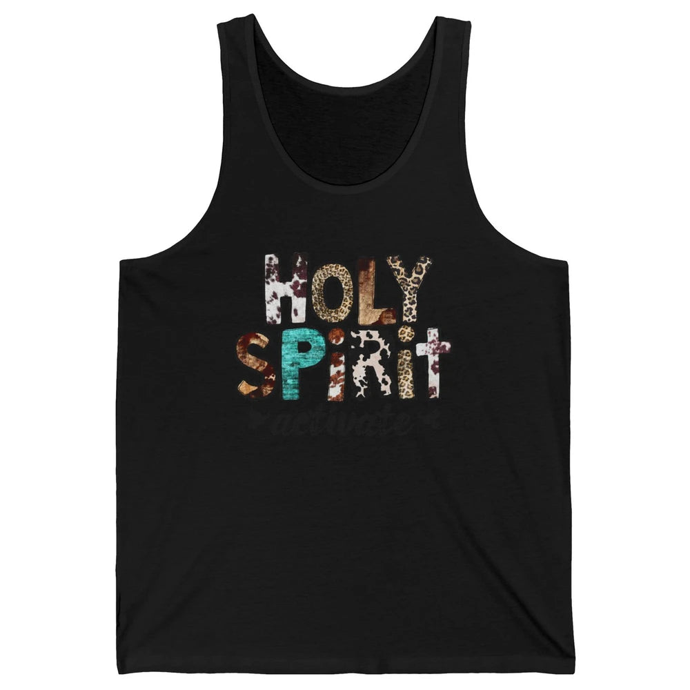 Retro Leopard Holy Spirit Activate Cowboy Rodeo Western Girl Unisex Jersey Tank