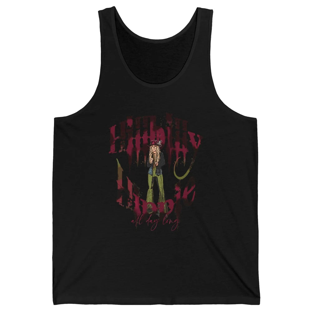 Retro Cowgirl Hillbilly Hippie All Day Long Western Country Unisex Jersey Tank