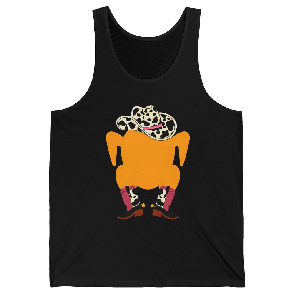 Funny Turkey Cowboy Boots Western Country Thanksgiving Day Unisex Jersey Tank